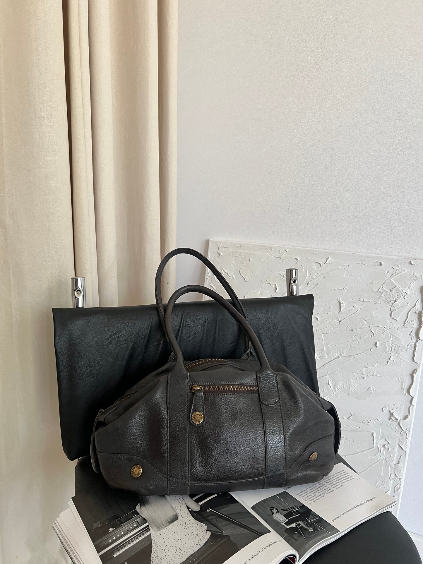 Brown bag made of genuine leather