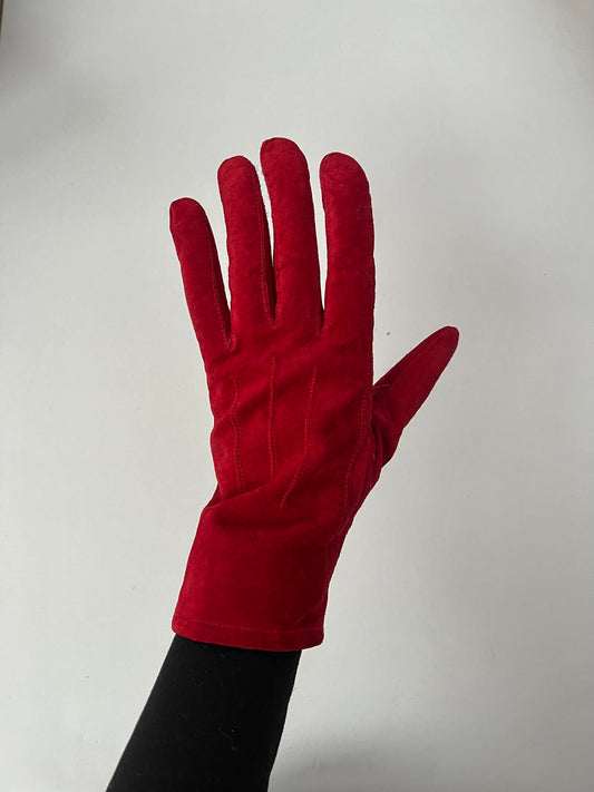 Zamszowe czerwone rękawiczki | akcesoria