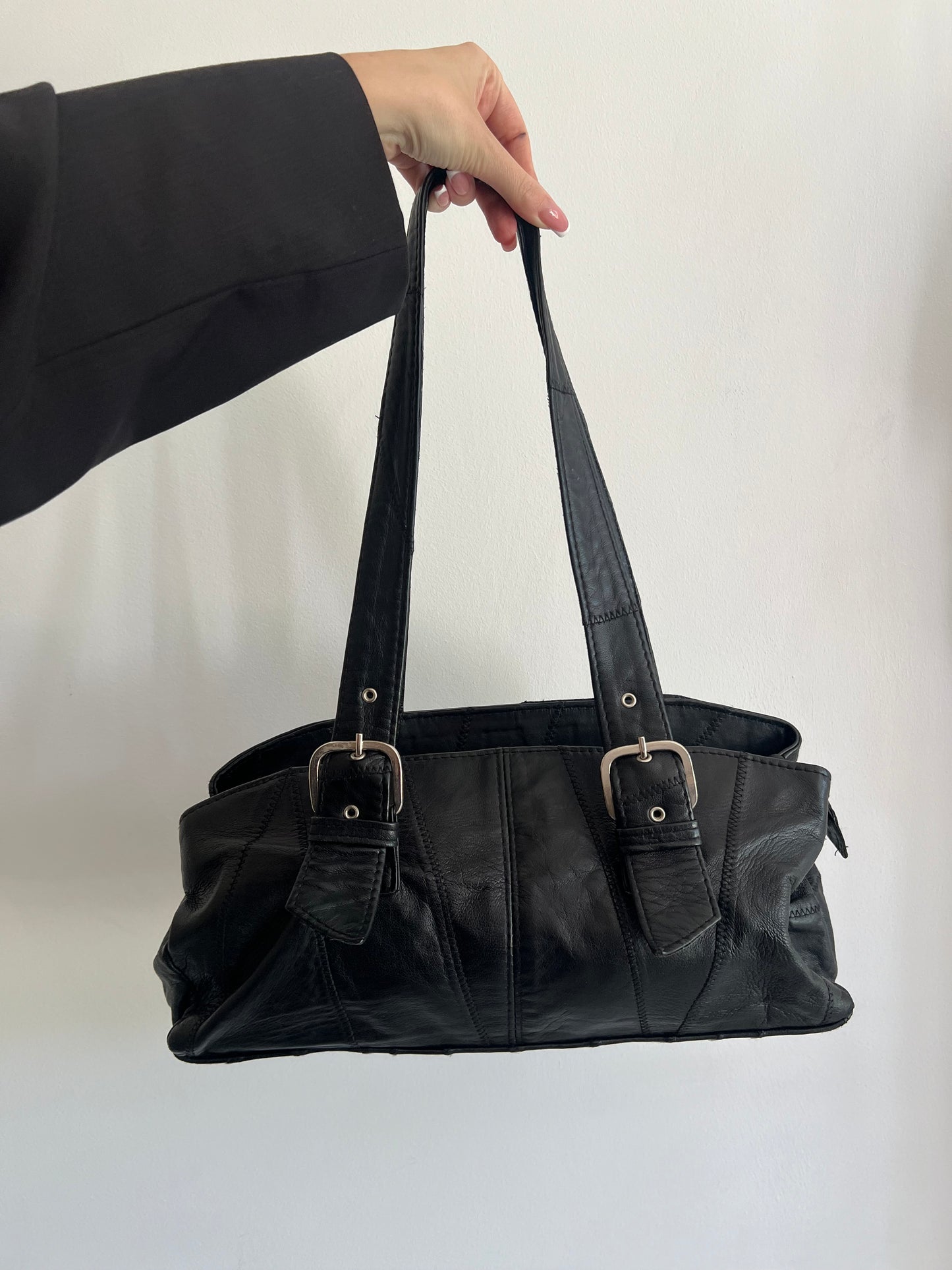 Black bag made of natural leather