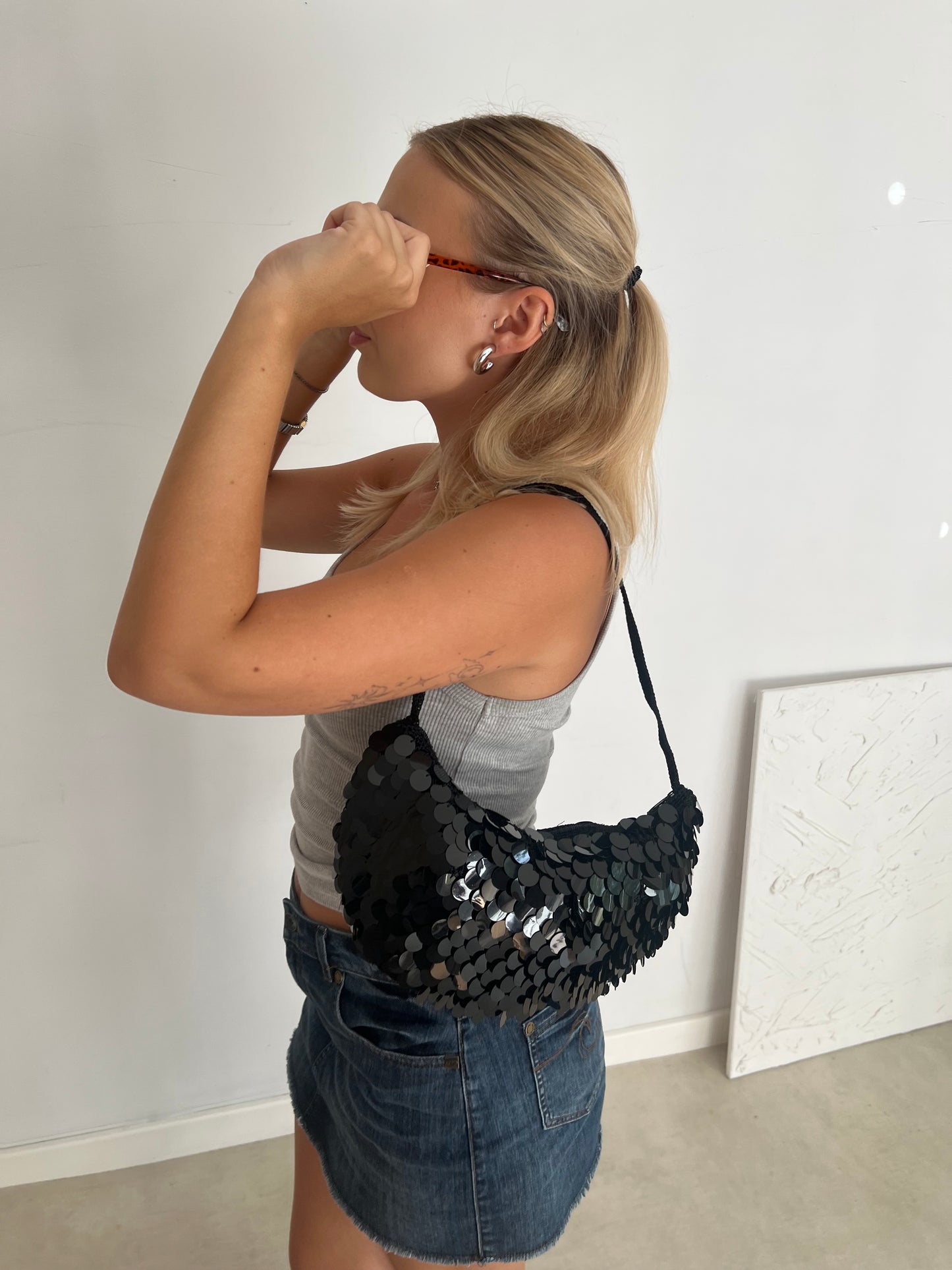 Cekinowa torba bagietka