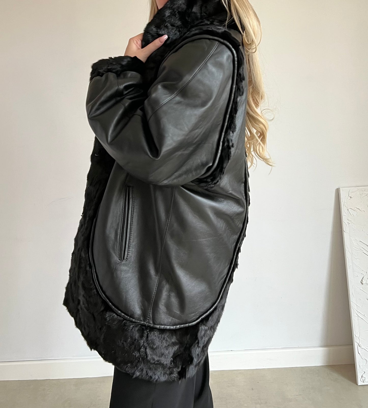 Jacket made of natural leather and fur