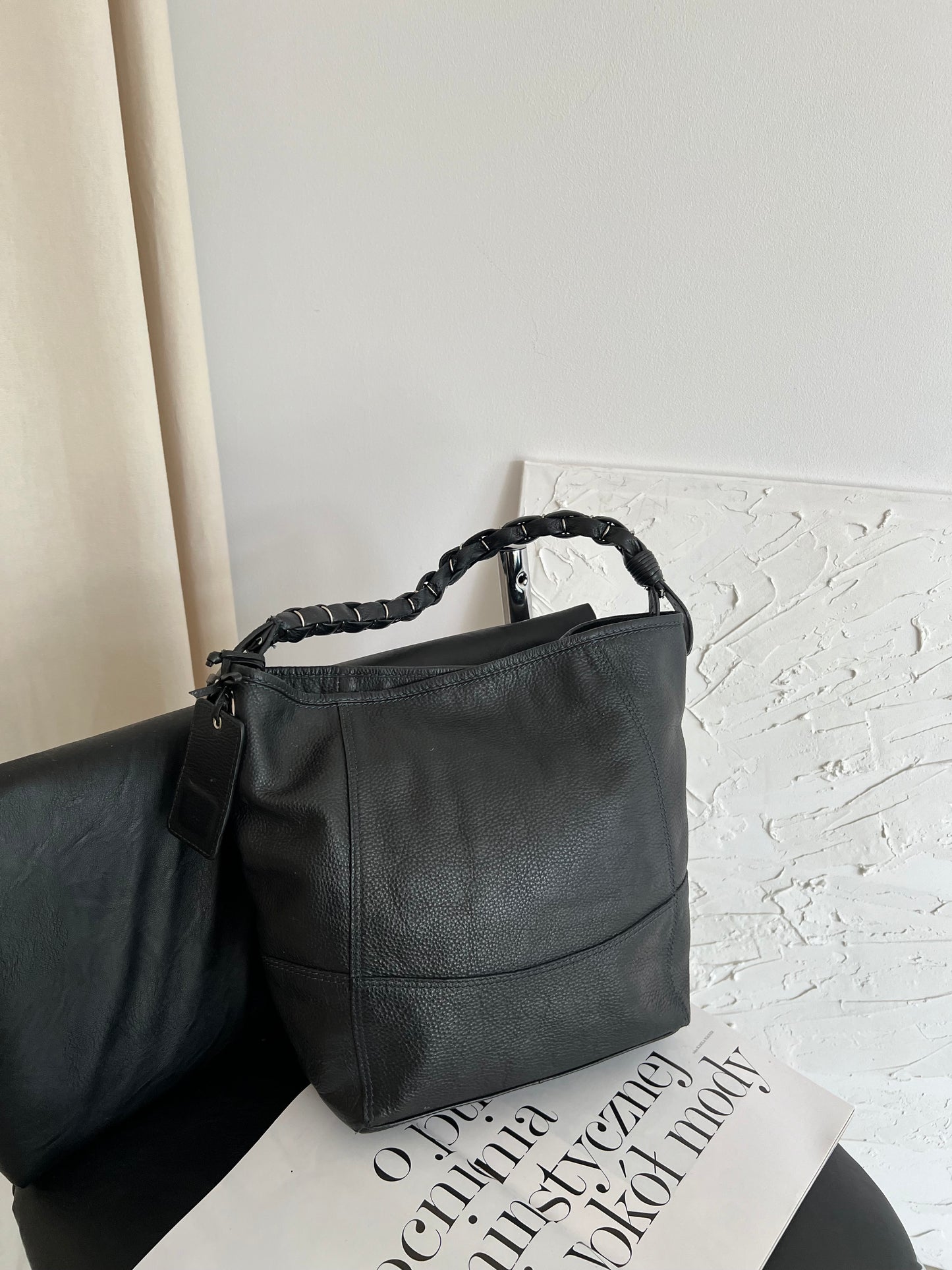Black genuine leather bag