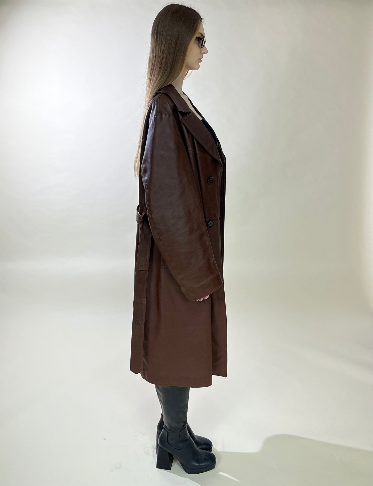 Brown genuine leather coat