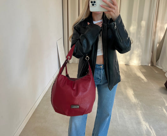 Bordowa duża torba na ramię