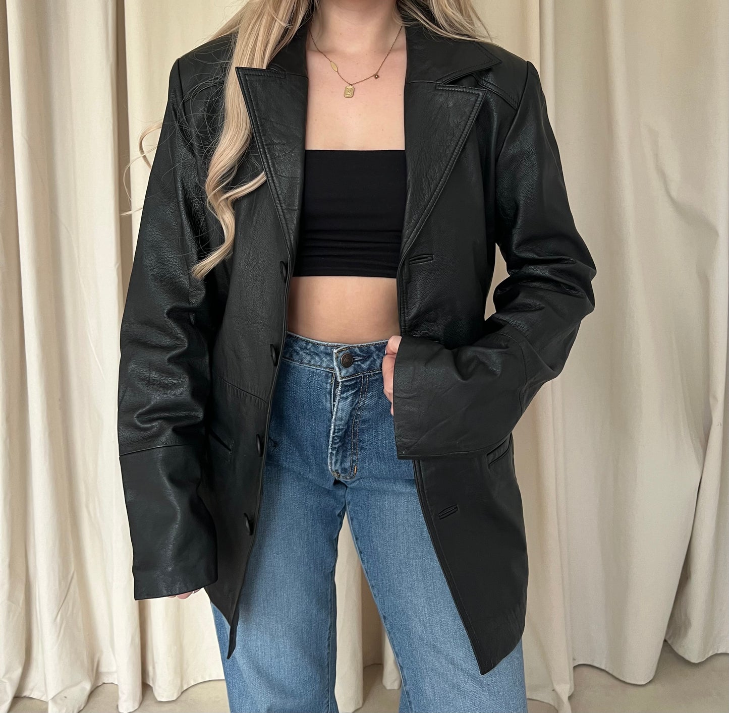 Black genuine leather jacket | jacket