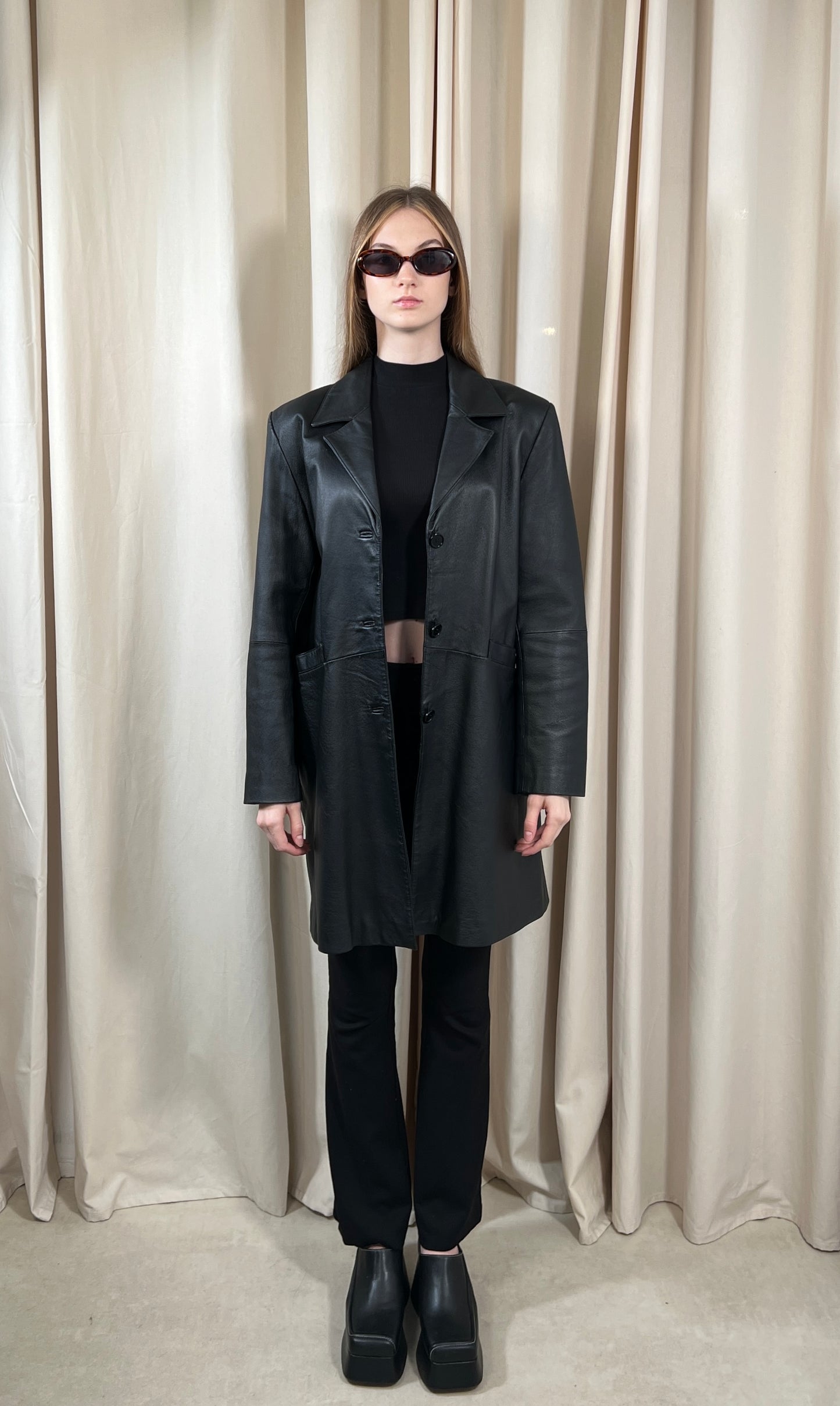 Natural leather coat