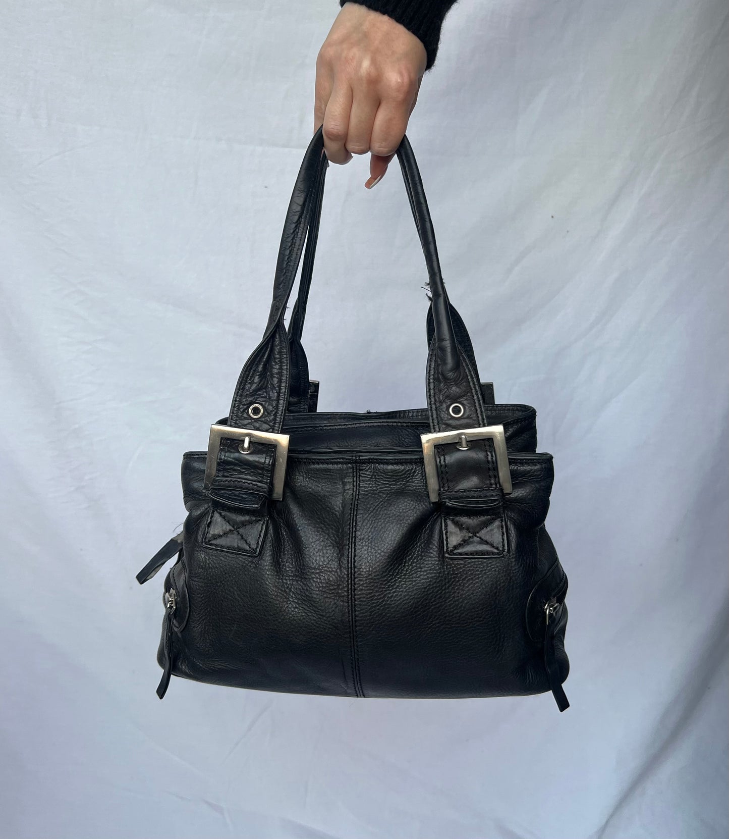 Black genuine leather bag