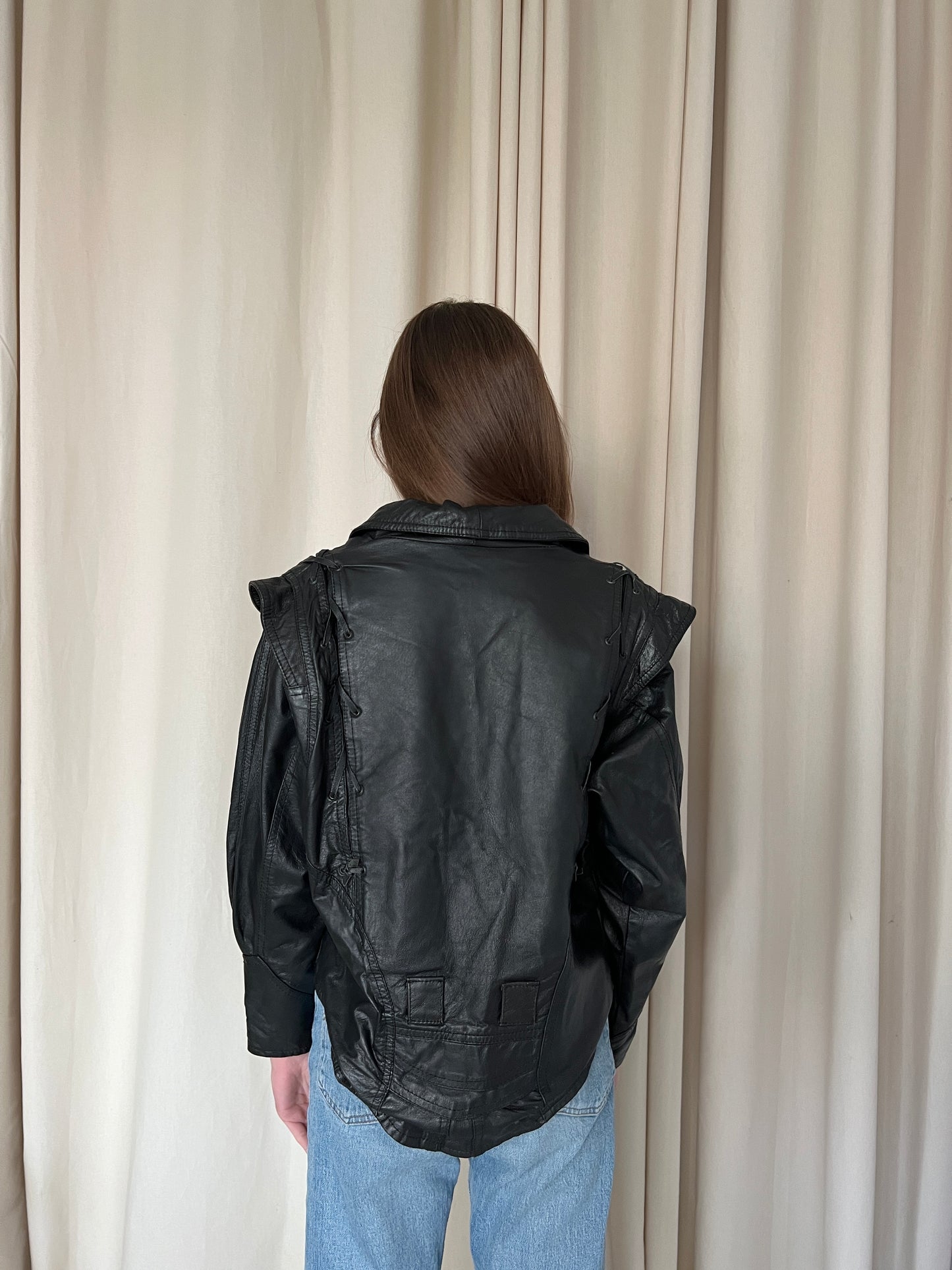 Black jacket made of natural leather