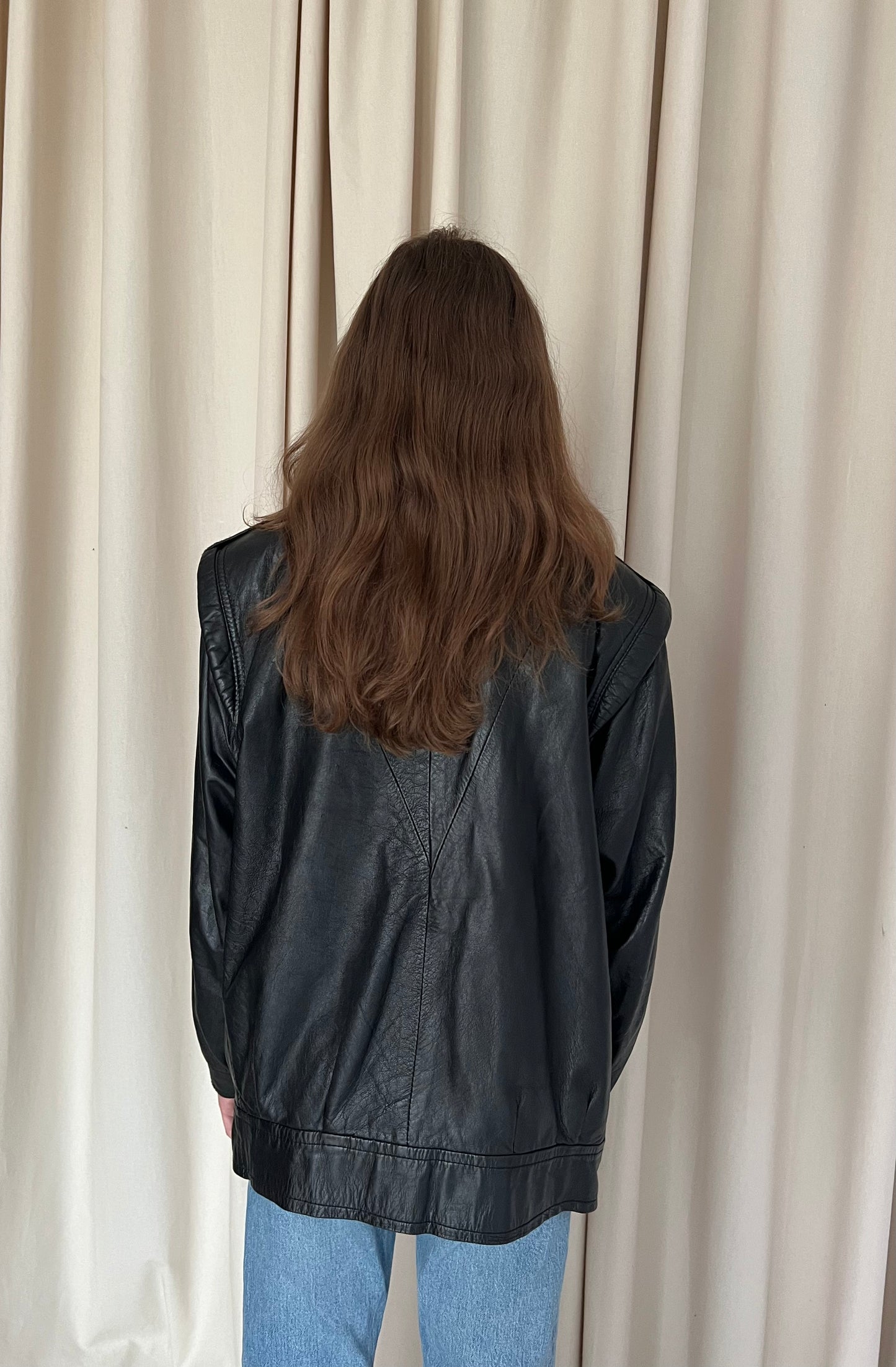 Black jacket made of natural leather