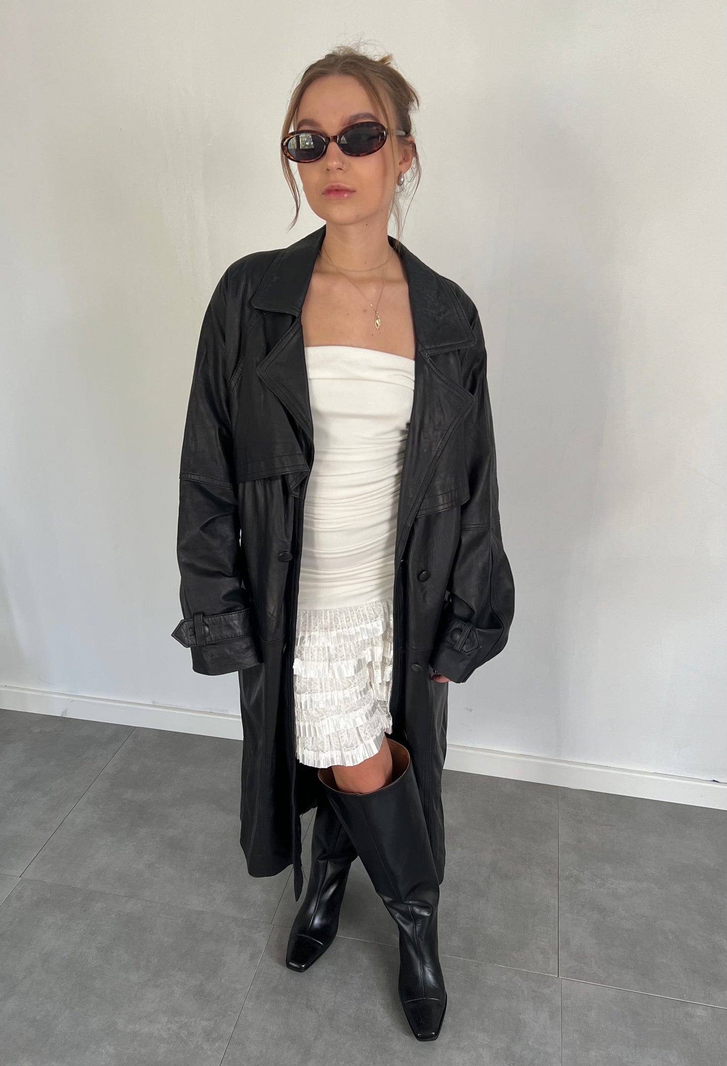 Natural leather coat