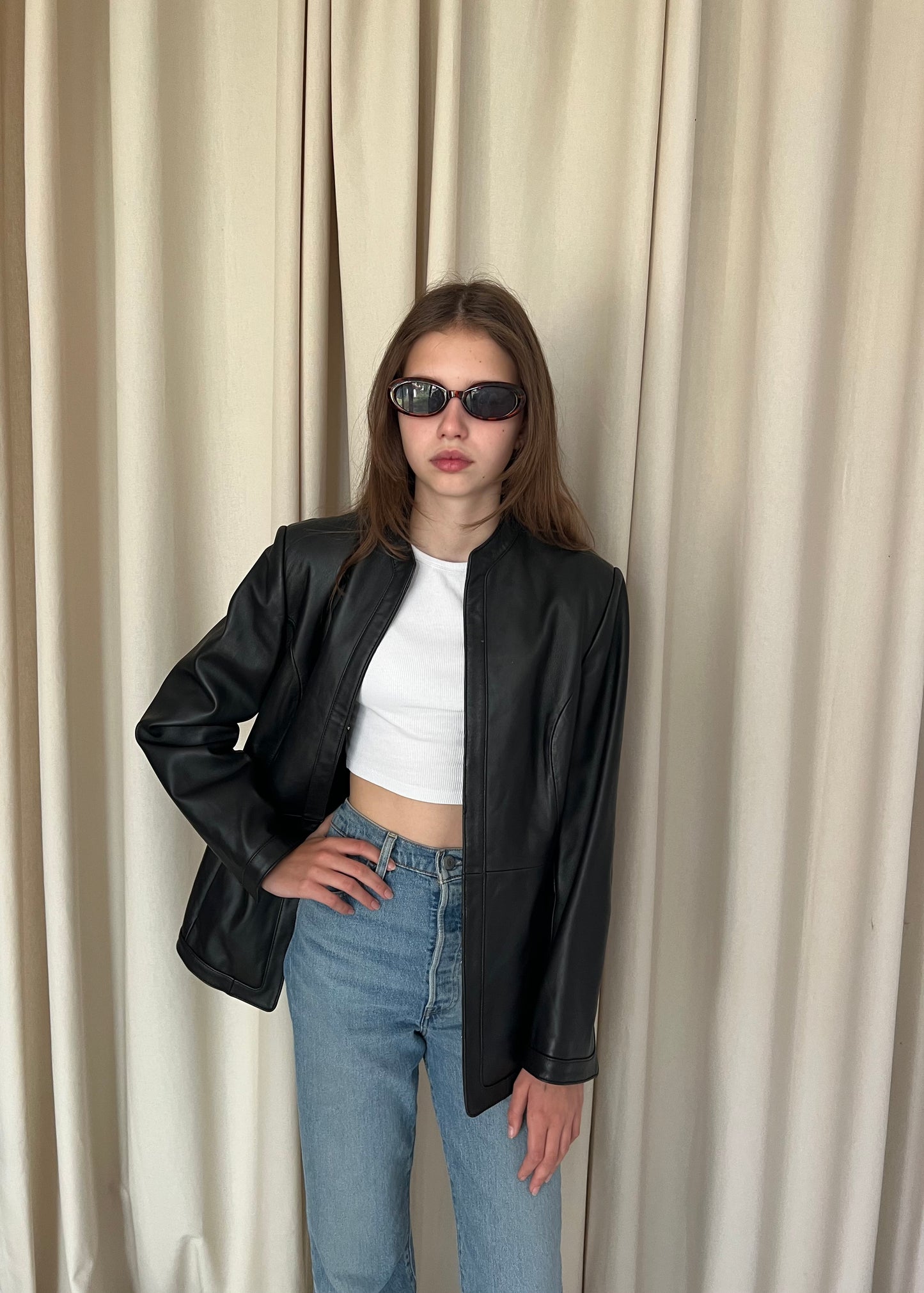 Black leather jacket