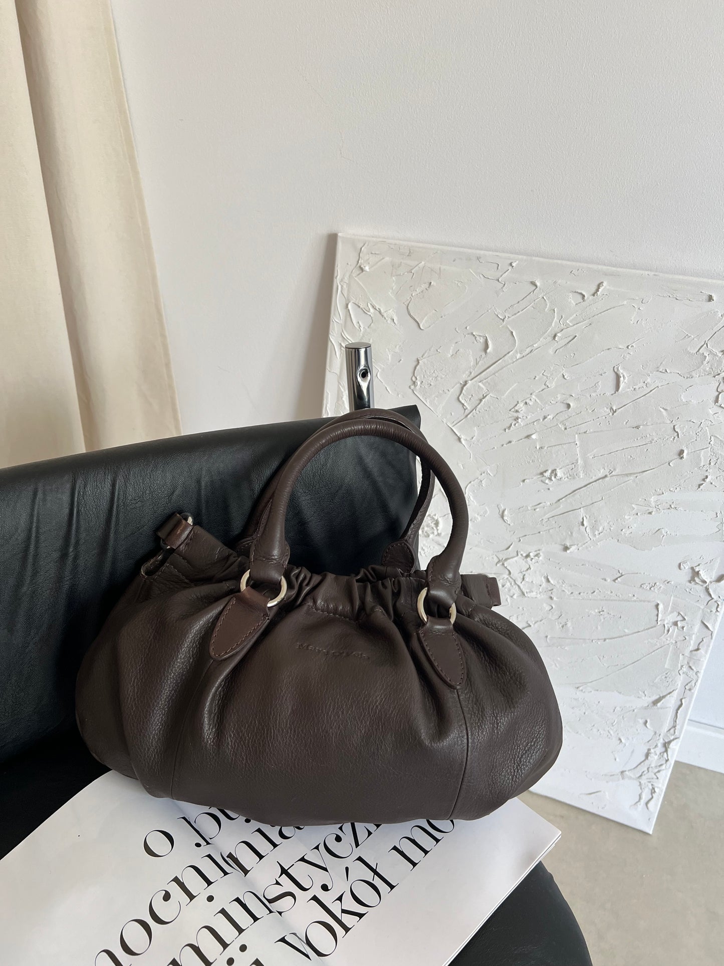 Brown bag made of genuine leather