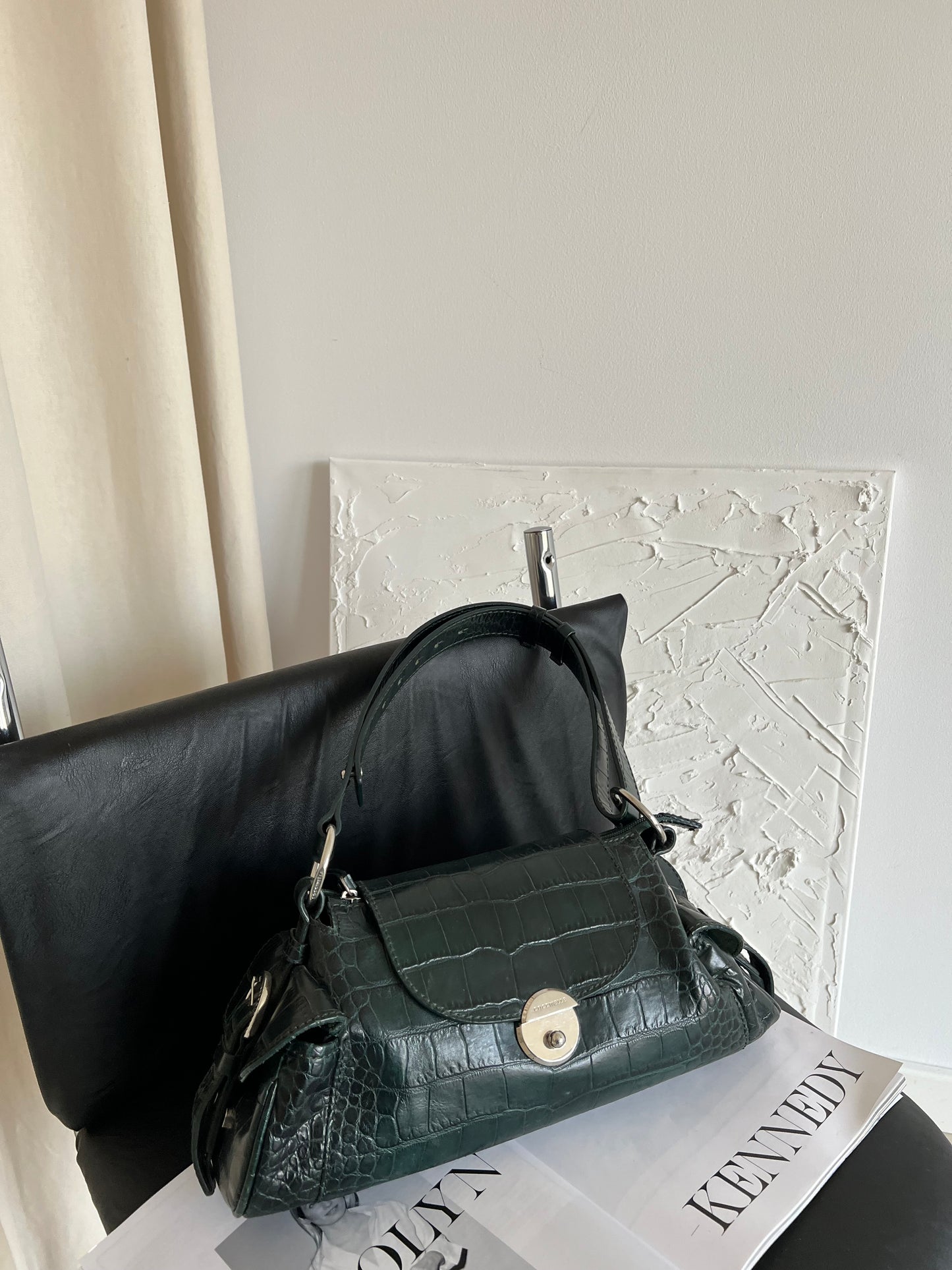 Emerald bag made of genuine leather