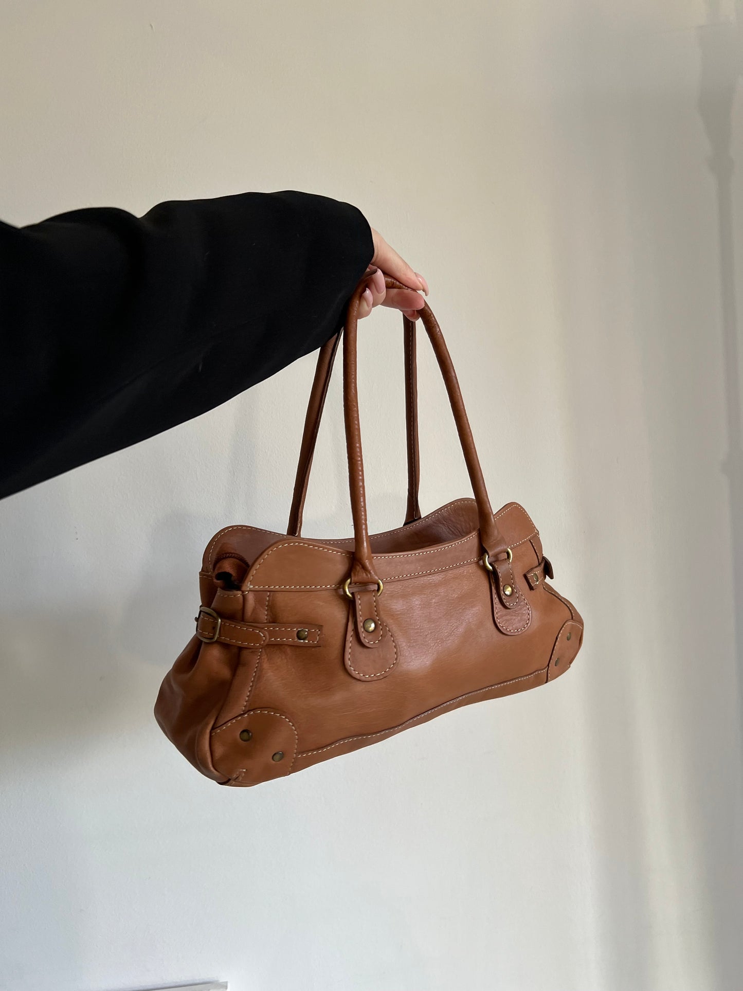 Brown bag made of natural leather