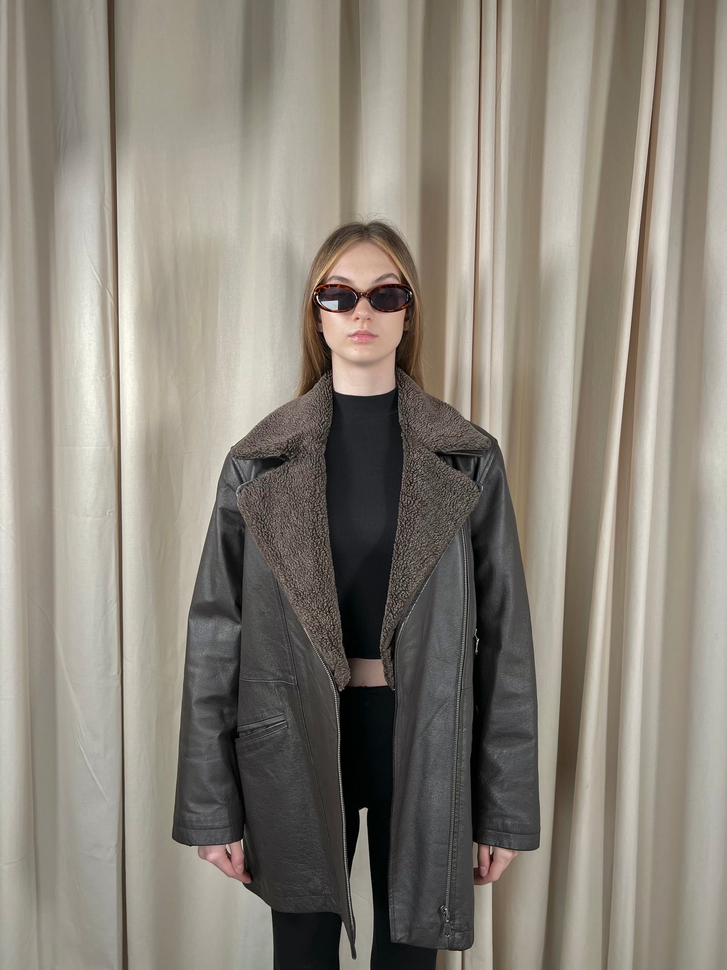 Biker jacket made of genuine leather