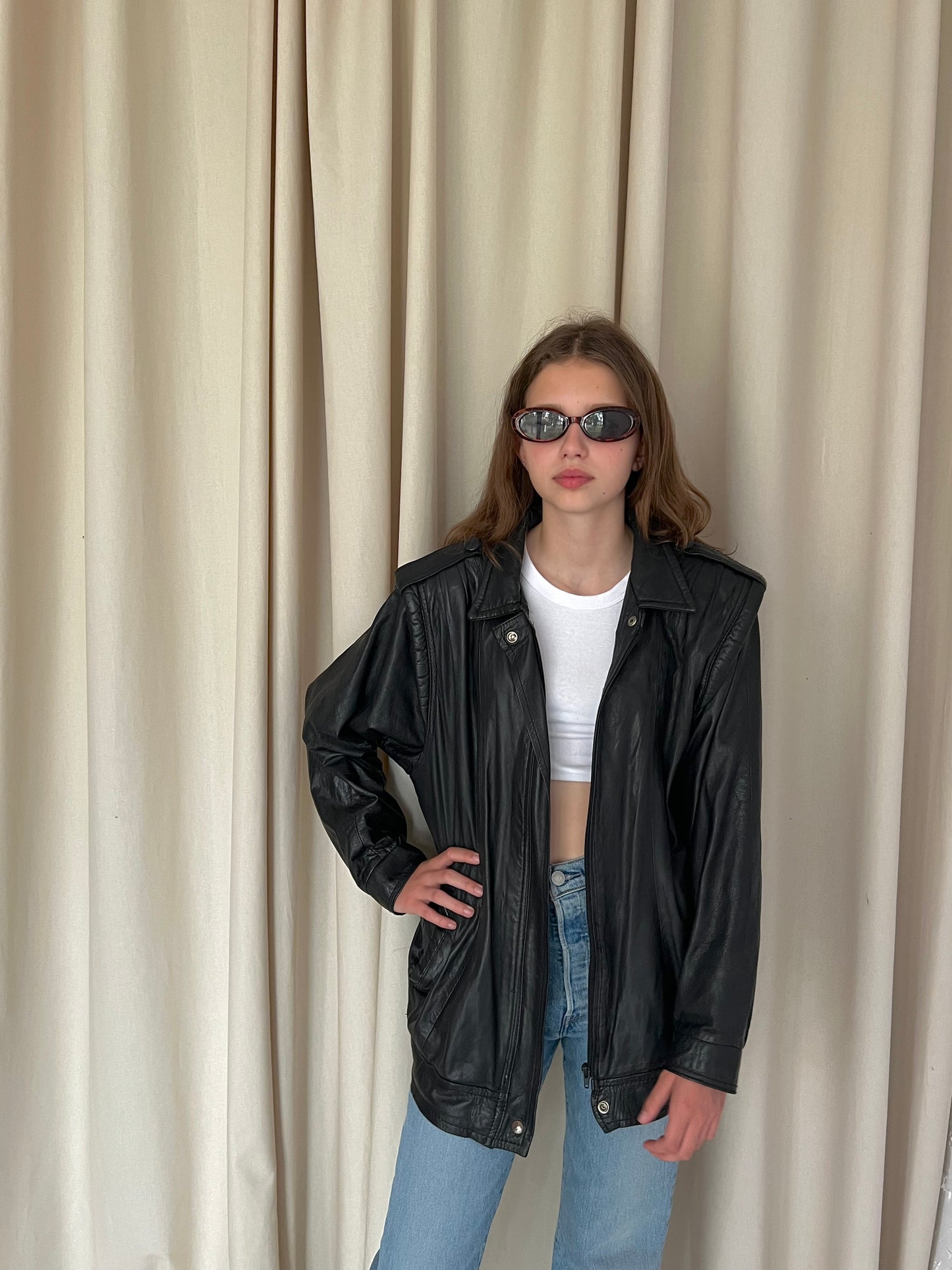 Black jacket made of natural leather