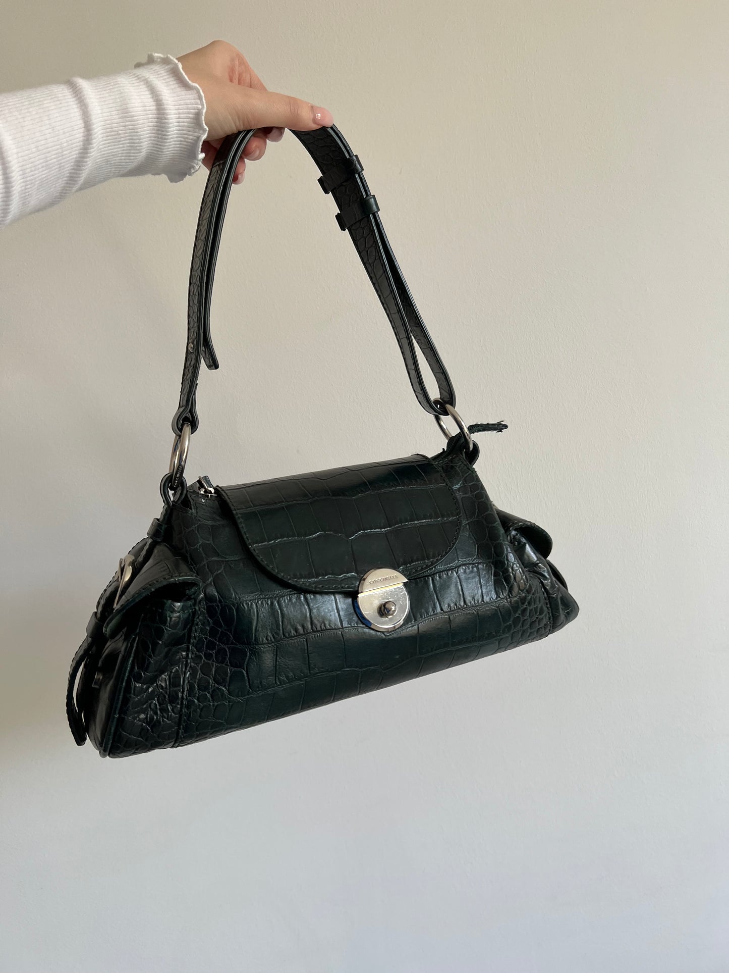 Emerald bag made of genuine leather