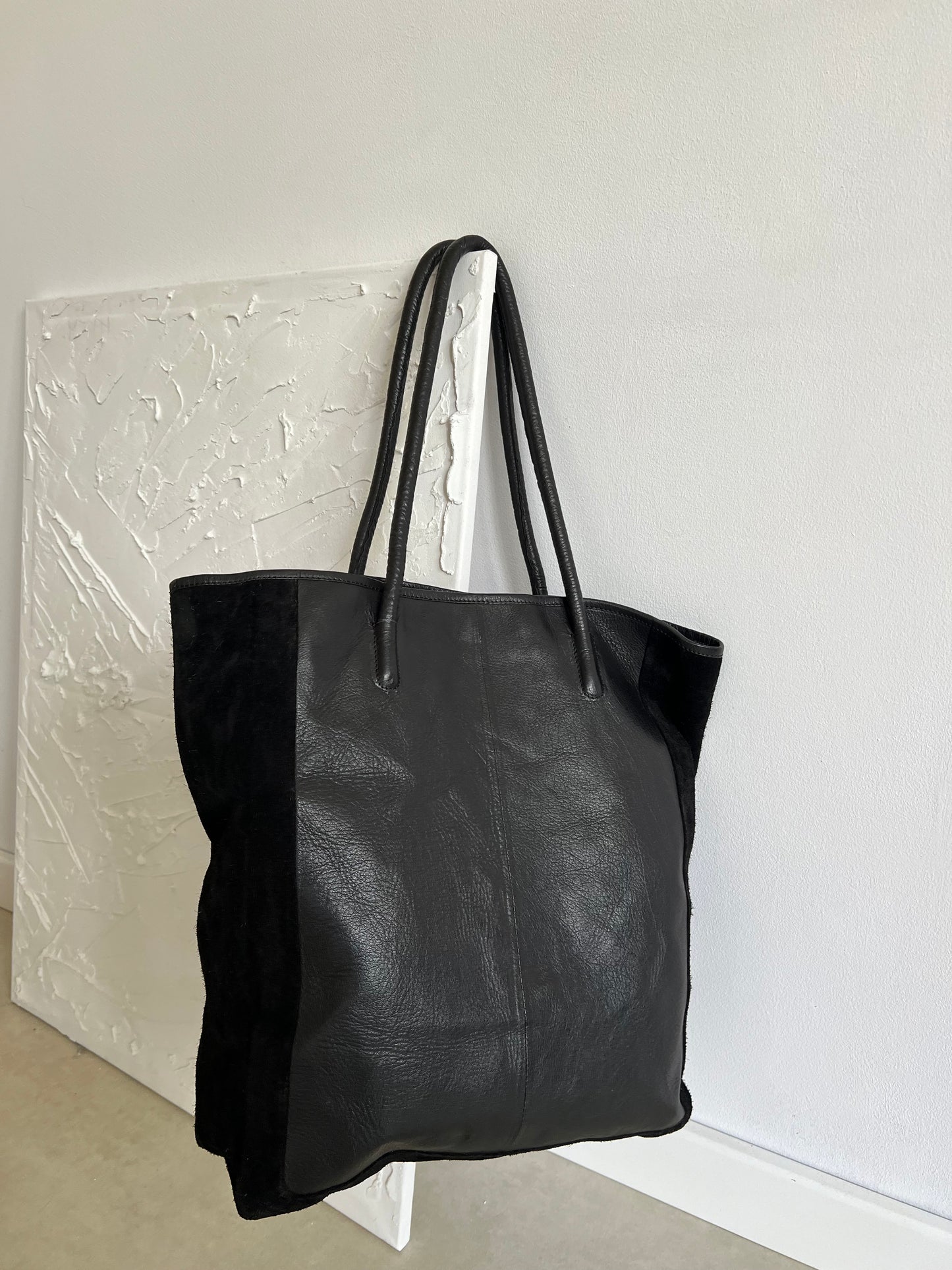 Genuine leather shopper bag