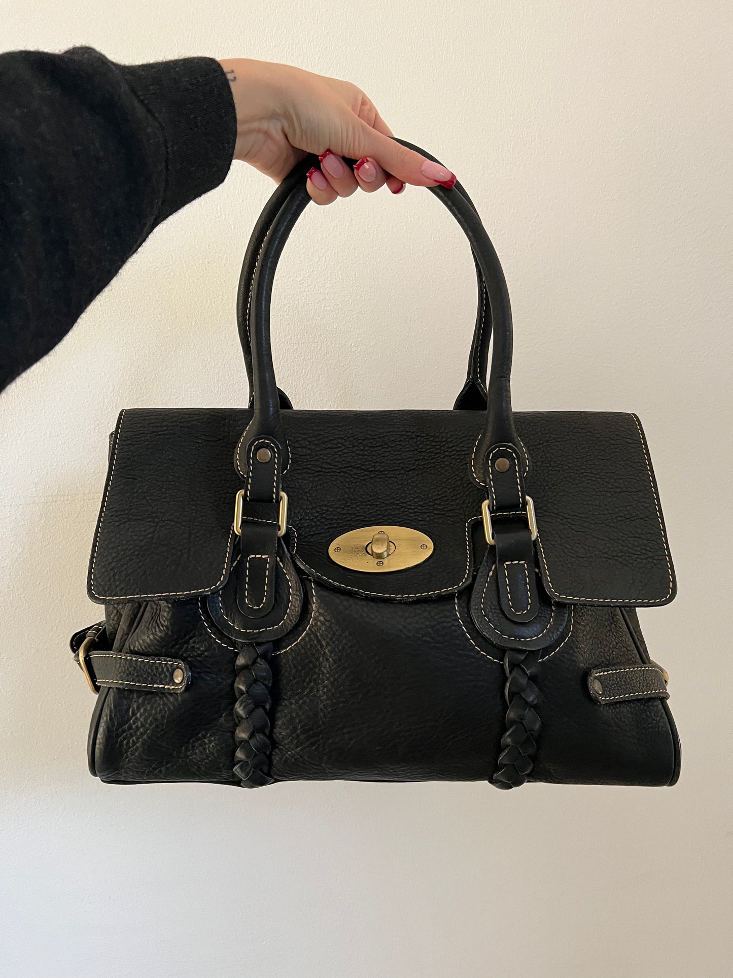 Black genuine leather bag