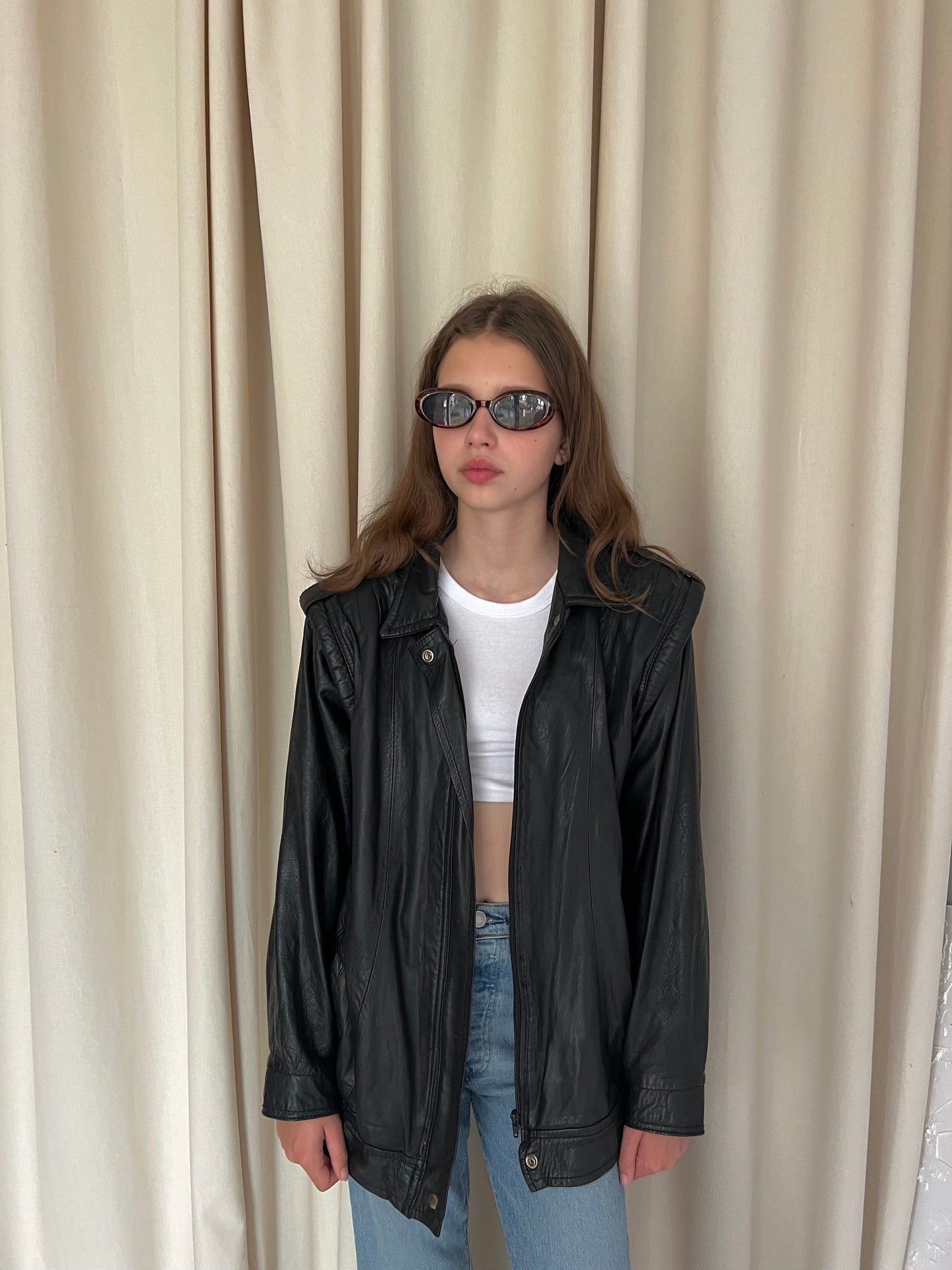 Black jacket made of natural leather