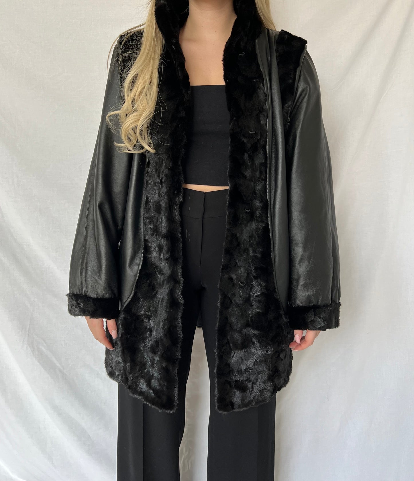 Jacket made of natural leather and fur