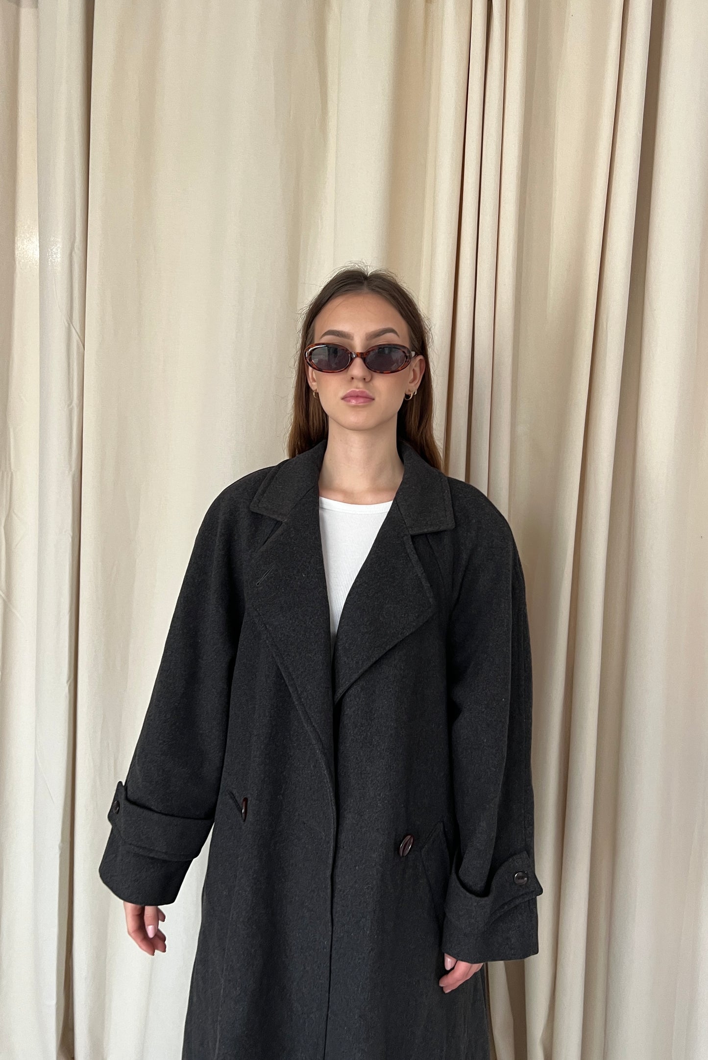Gray cashmere wool coat
