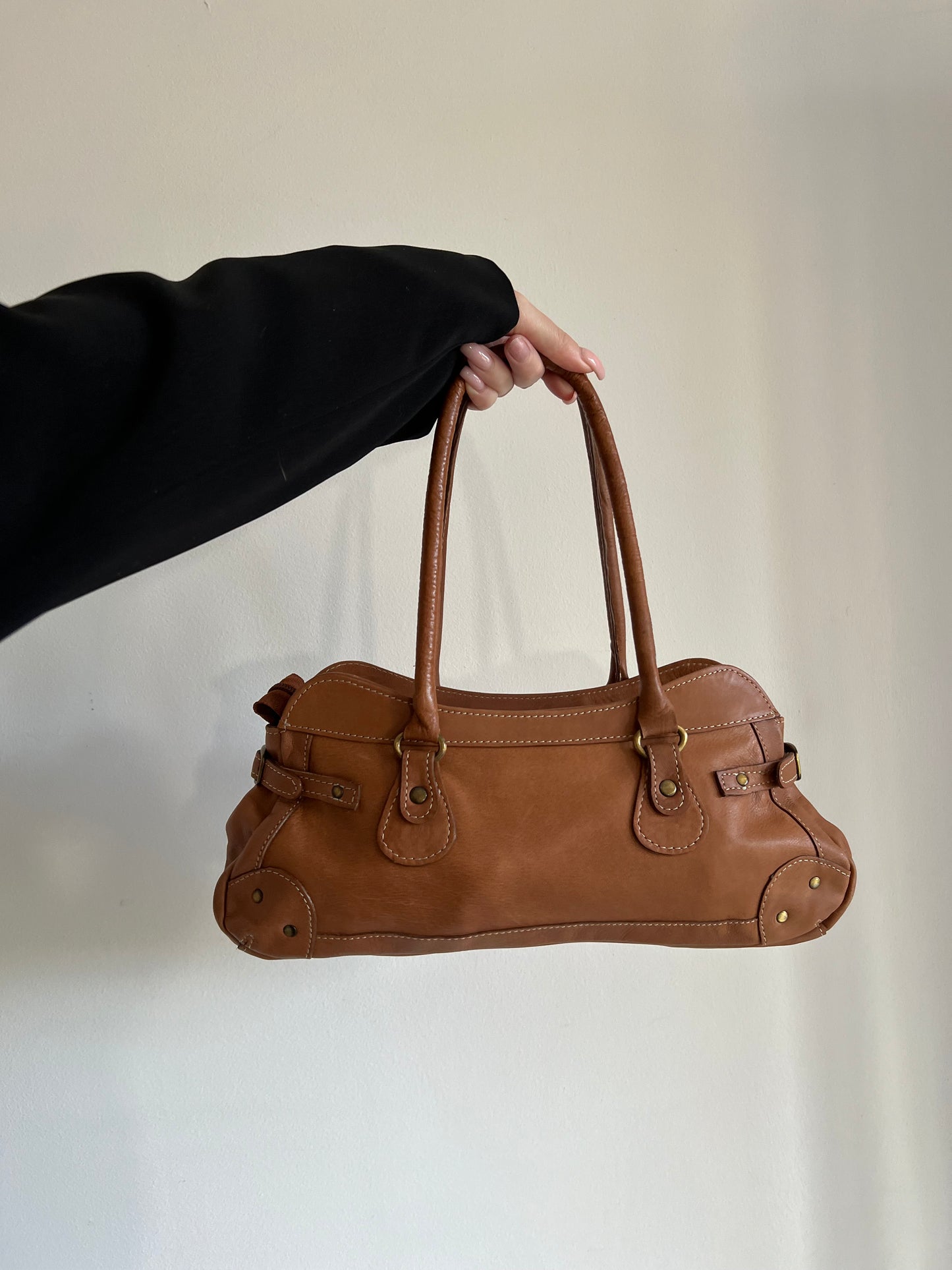 Brown bag made of natural leather