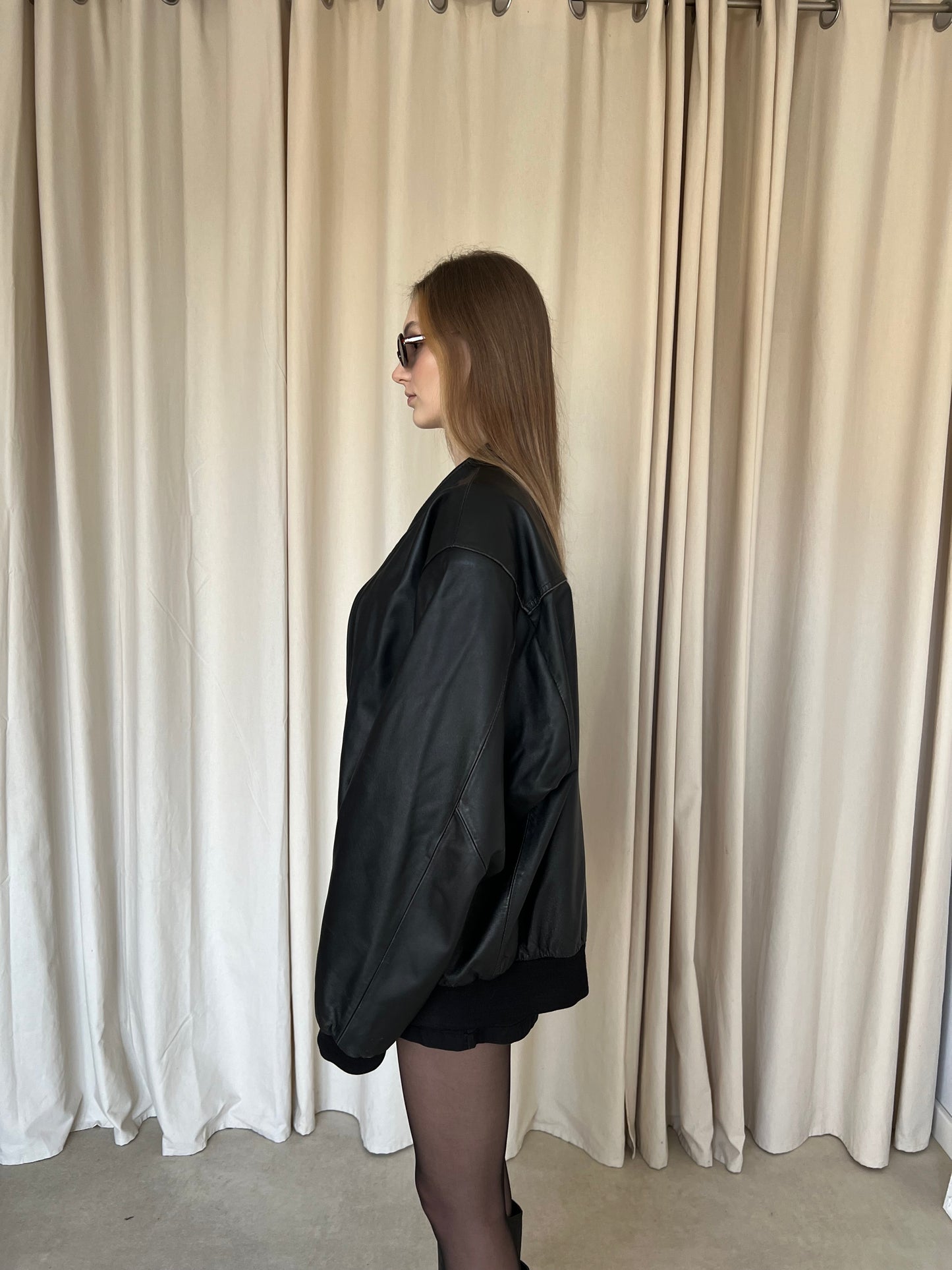 Bomber jacket made of genuine leather