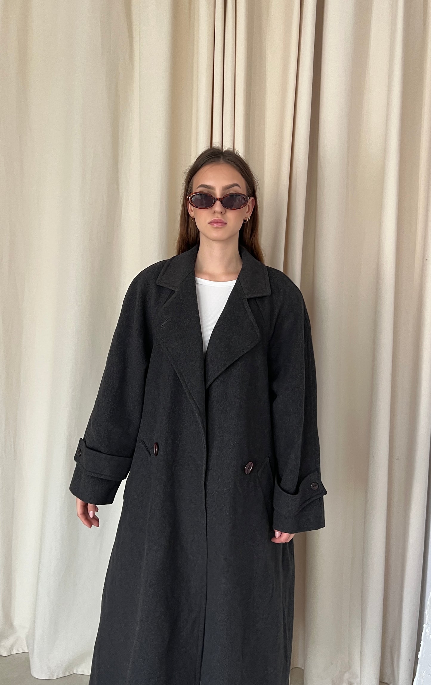 Gray cashmere wool coat