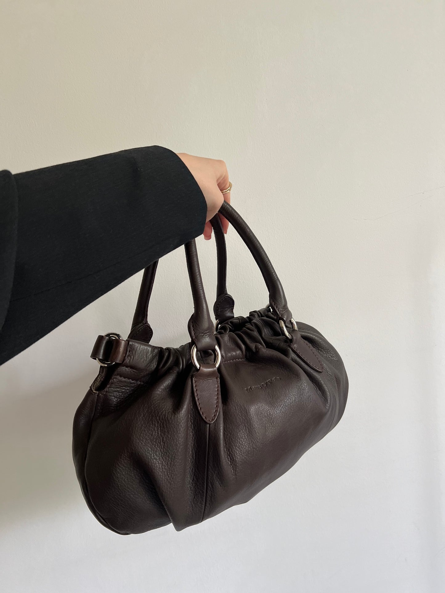 Brown bag made of genuine leather