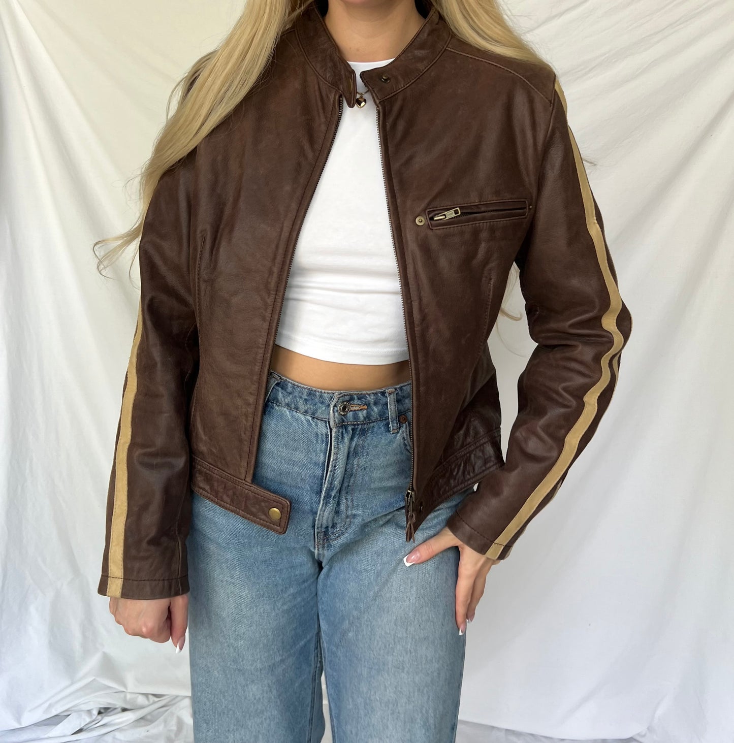 Brown genuine leather jacket