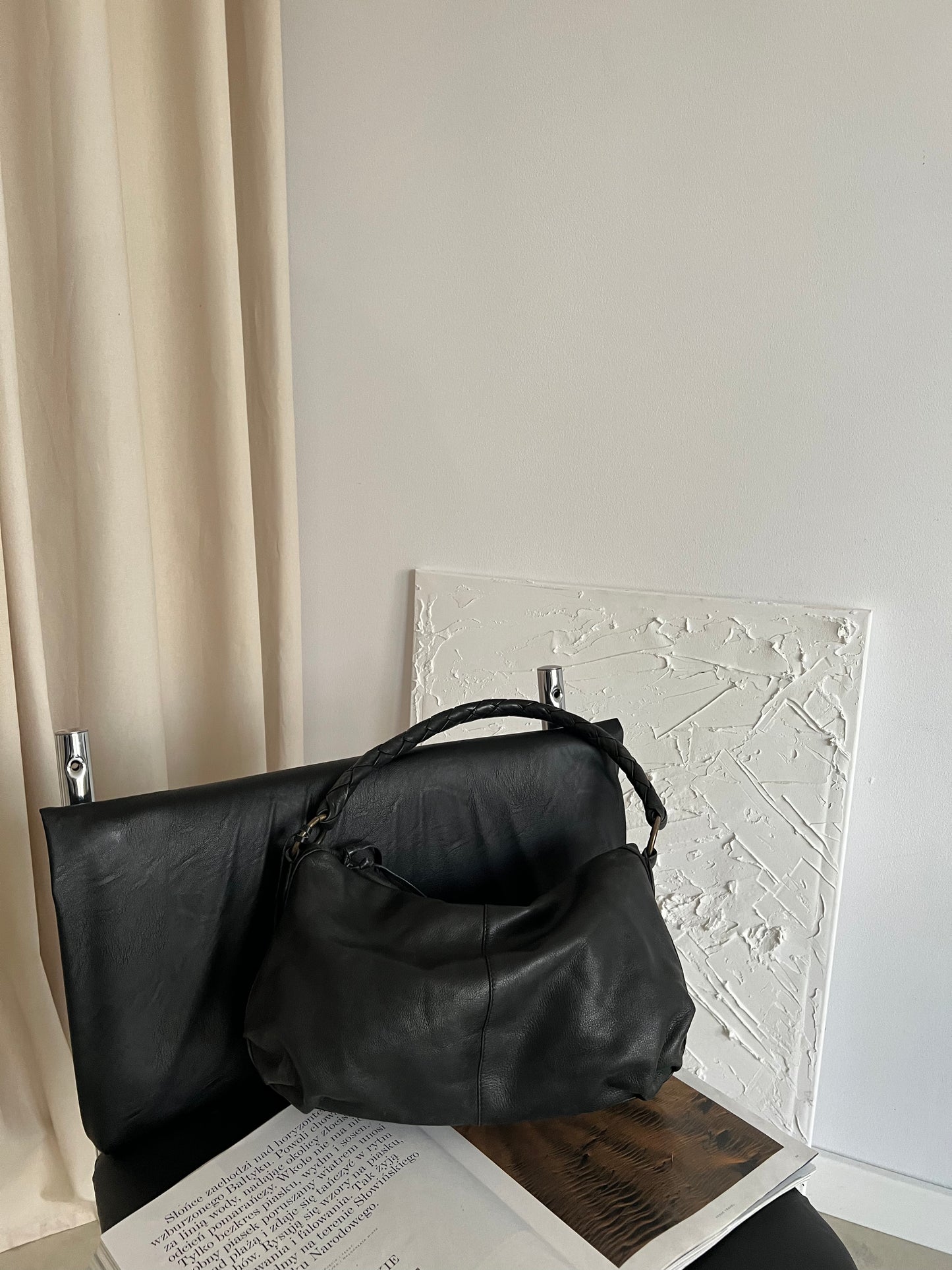 Shoulder bag made of natural leather