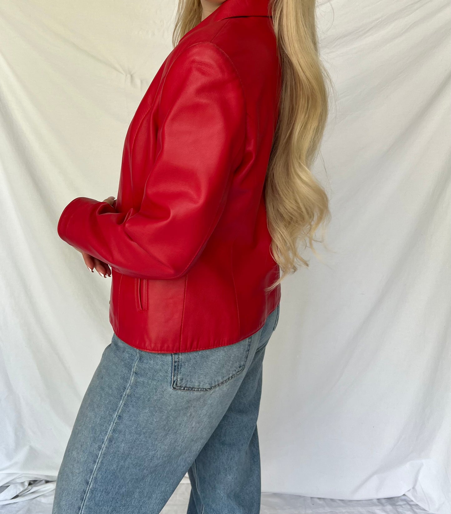 Red genuine leather jacket