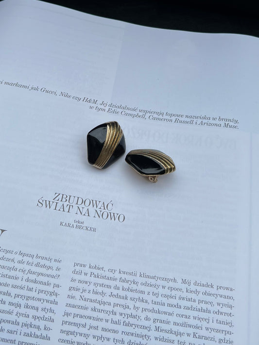 Klipsy vintage czarno-złote
