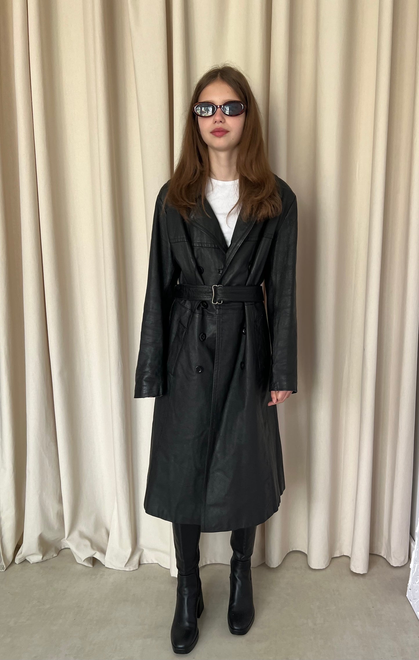 Natural leather coat