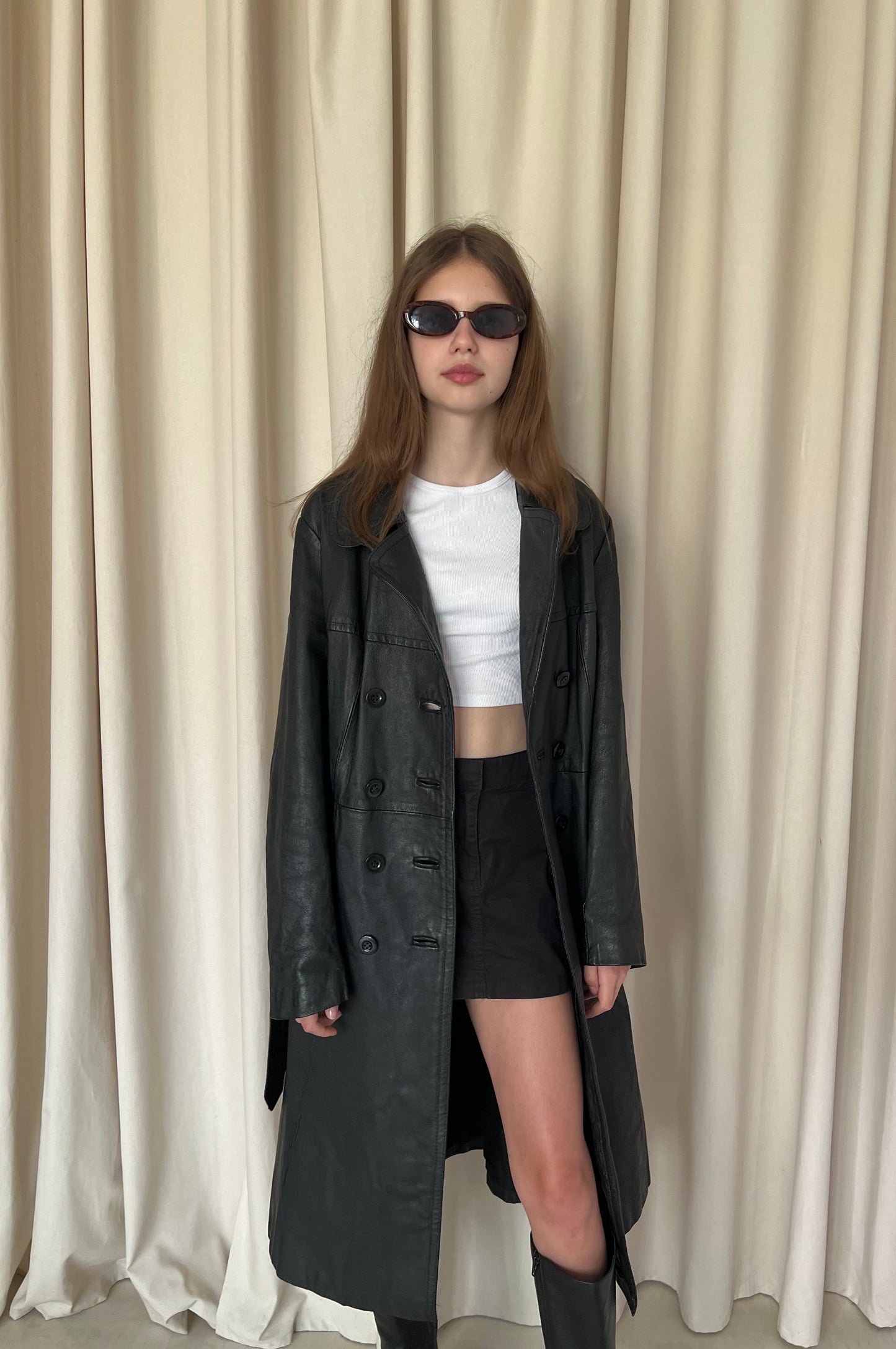 Natural leather coat