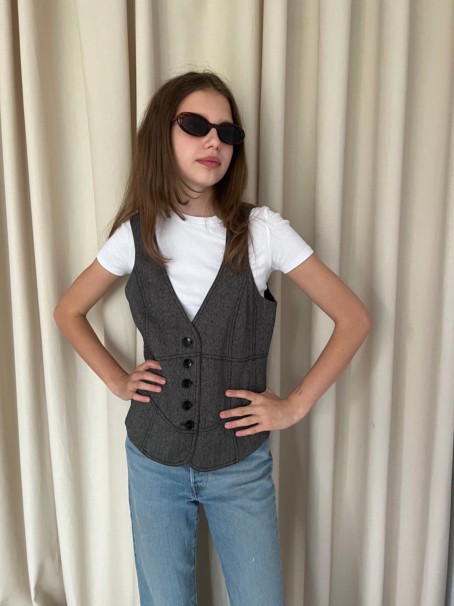 Gray suit vest