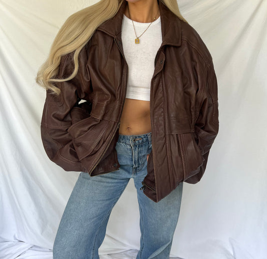 Brązowa kurtka skórzana vintage