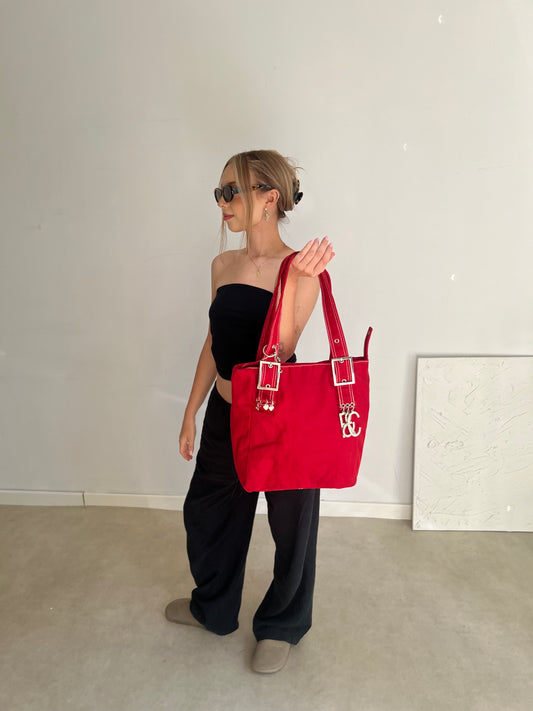 Red shoulder bag