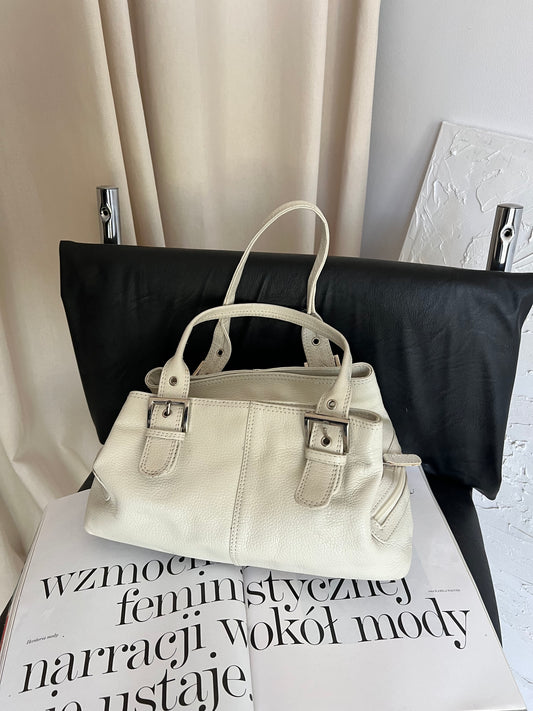 White bag made of natural leather