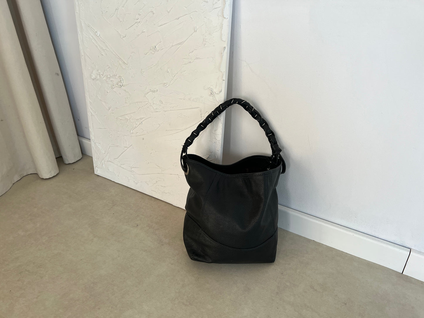Black genuine leather bag