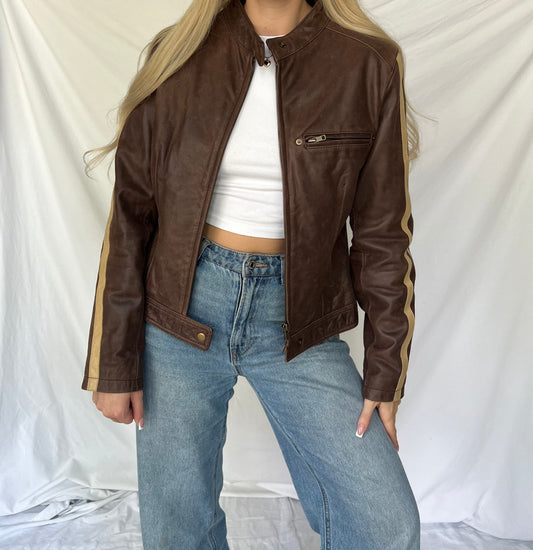 Brown genuine leather jacket