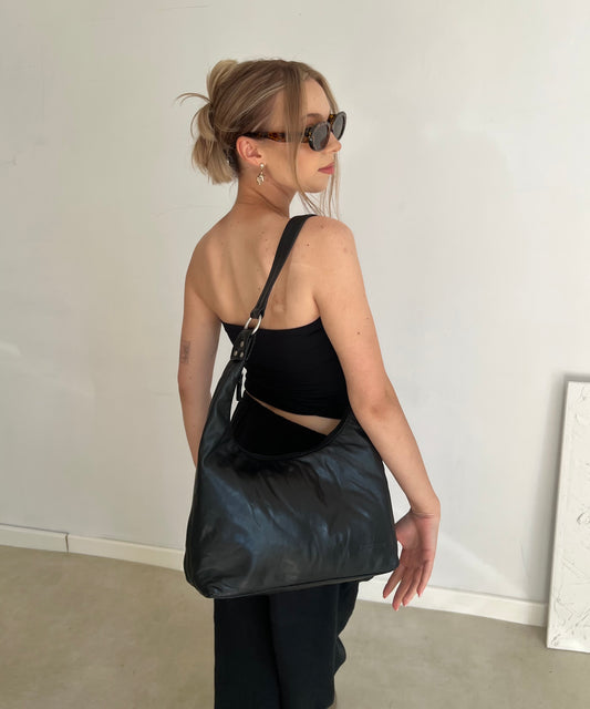 Black leather frame bag