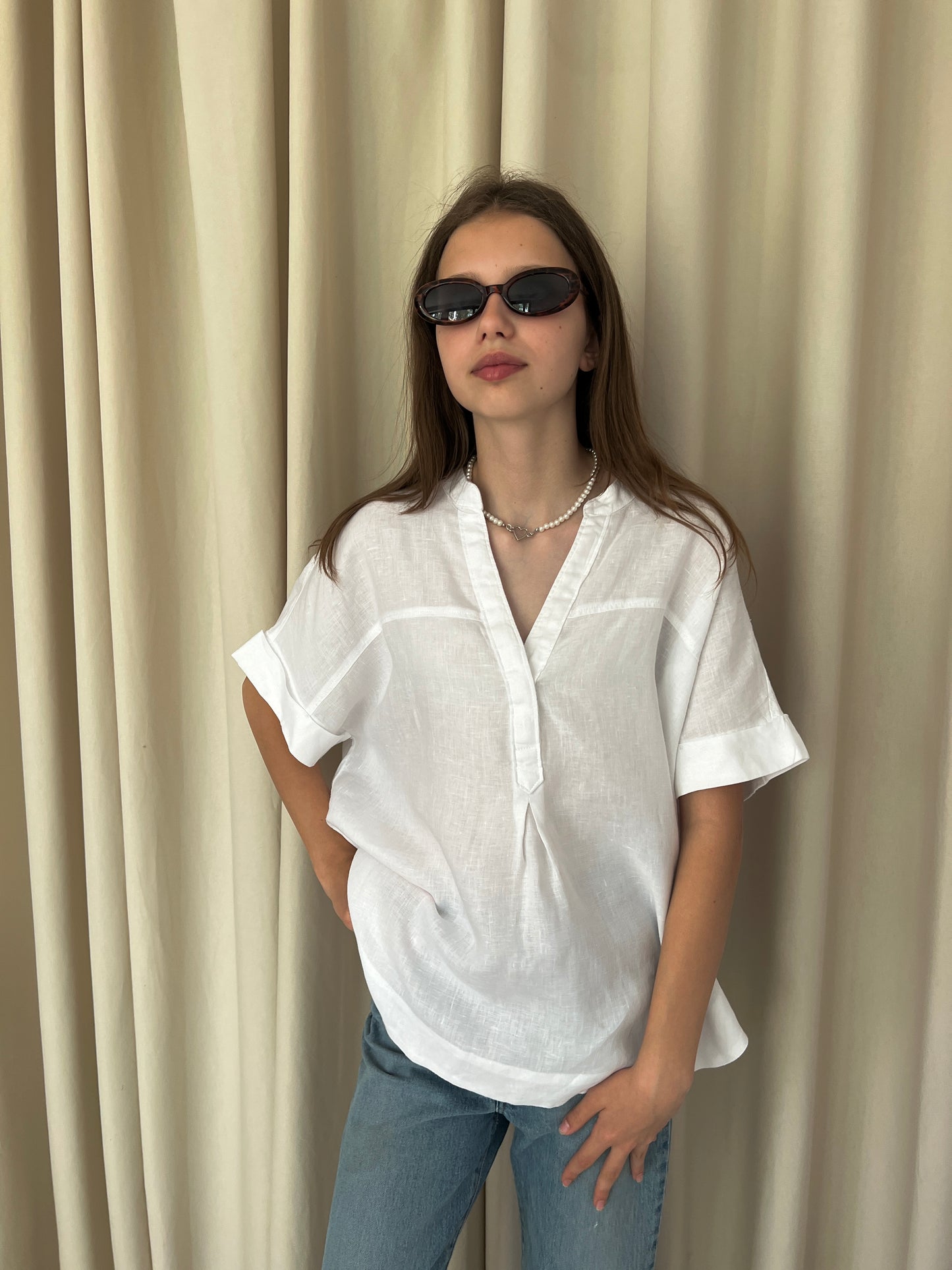 White linen blouse